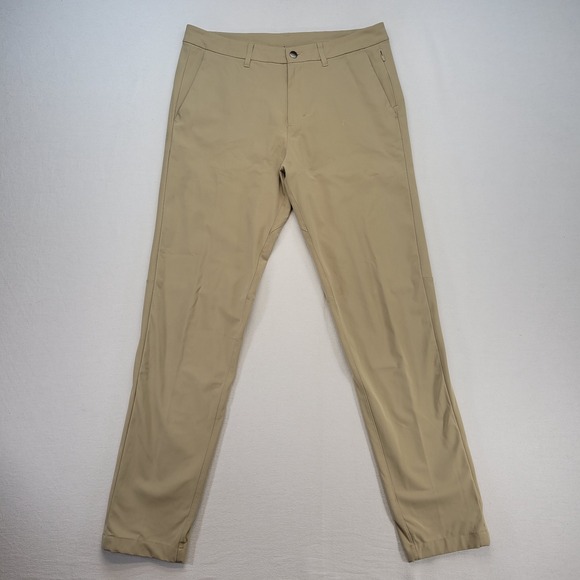 Lululemon Pants Men 34x32 Tan Commission Slim Pant ABC Warpstreme Athletic - Picture 1 of 12